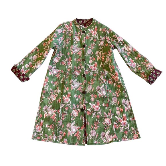 Winter Cotton Bohemian Reversible Quilted Jacket Long-Length Sweater Size Large - Picture 8 of 13